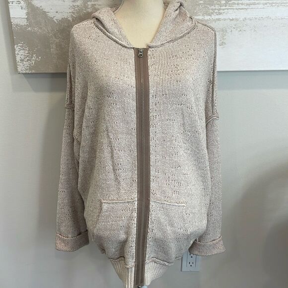 Free People Sweater Hoodie Sweatshirt XS Oatmeal Cream Brown Cardigan Size XS - Picture 1 of 7